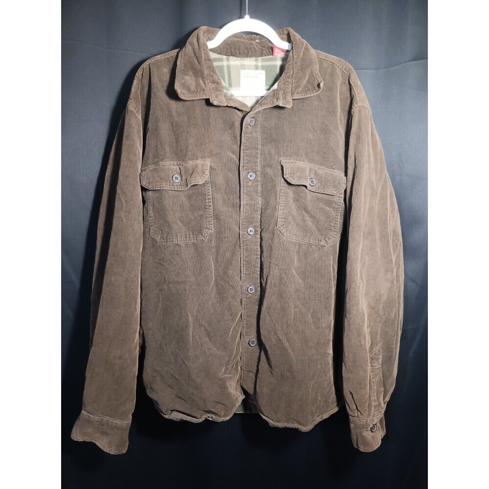 Chaps Denim XXL Brown Corduroy Plaid Fleece‑Lined Barn Coat Jacket